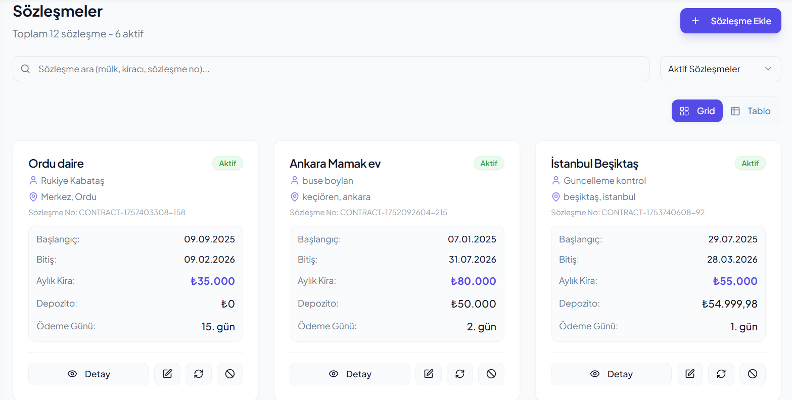 Sözleşme Yönetimi - Web